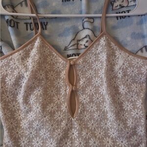 Ocean Drive Beige Lace Keyhole Cami